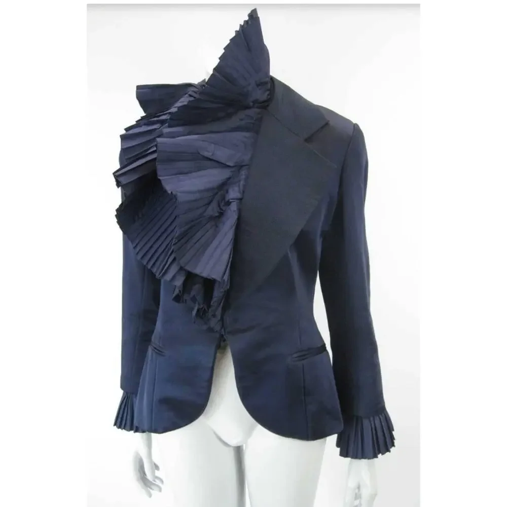 Christian Dior Vtg Satin Evening Jacket With Large Pleated Collar